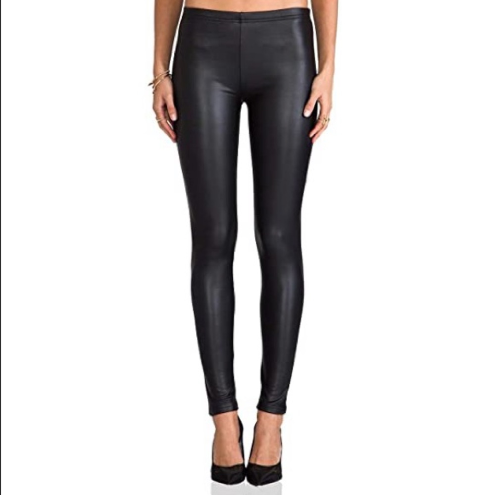 Plush Apparel Black Pleather Skinny Lined Pant